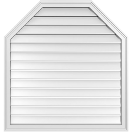 Ekena Millwork Octagonal Top Surface Mount PVC Gable Vent w/ 2"W x 1-1/2"P Brickmould Frame, 38"W x 40"H GVPOT38X4002SF